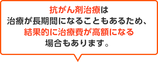 抗がん剤治療は治療が長期間になることもあるため、結果的に治療費が高額になる場合もあります。