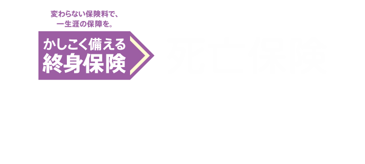 死亡保険 加入時のままの割安な保険料で備えられる。保険金額は100万円からニーズに合わせて設定可能