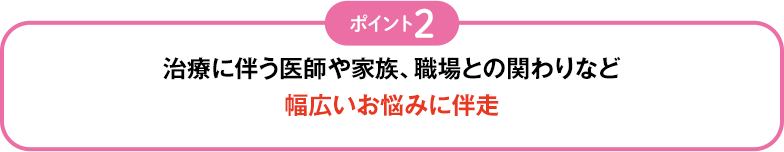 ポイント2 治療に伴う医師や家族、職場との関わりなど幅広いお悩みに伴走
