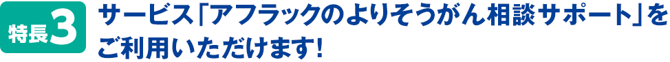 特長3 サービス「アフラックのよりそうがん相談サポート」をご利用いただけます！