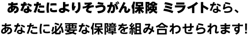あなたによりそうがん保険 ミライトなら、あなたに必要な保障を組み合わせられます！