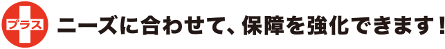 プラス ニーズに合わせて、保障を強化できます！