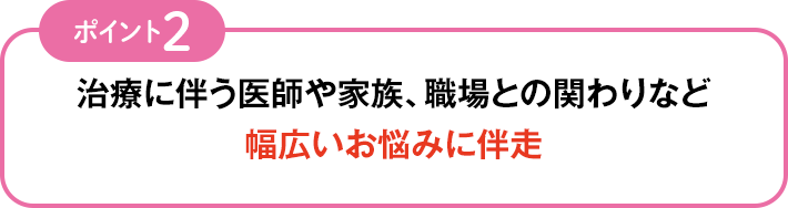ポイント2 治療に伴う医師や家族、職場との関わりなど幅広いお悩みに伴走