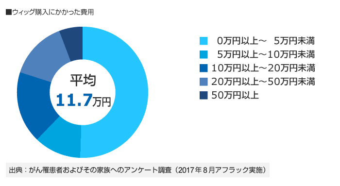 ■ウィッグ購入にかかった費用 平均11.7万円 出典:がん罹患者およびその家族へのアンケート調査(2017年8月アフラック実施)