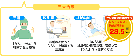 三大治療 手術・放射線・抗がん剤 がん治療経験者のうち 抗がん剤による治療経験者 31.9%※