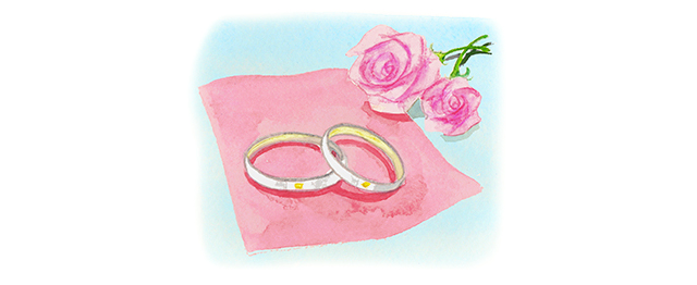 結婚指輪がふたつ並ぶイラスト