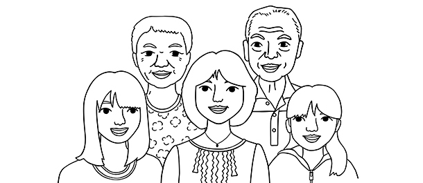 5人の家族のイラスト