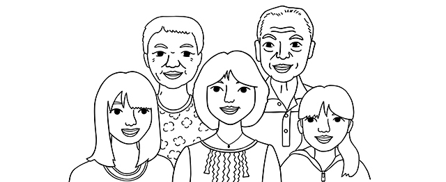 5人の家族のイラスト